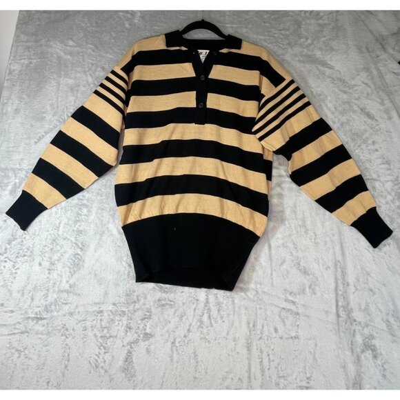Via L.A Women's Size medium Sweater striped tan and black - Picture 6 of 16